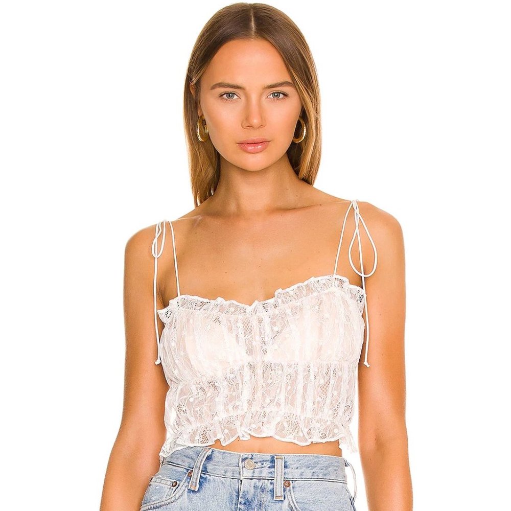SOLD ON ANOTHER PLATFORM EVOLVE FOR LOVE & LEMONS  White Lace Crop Top XS